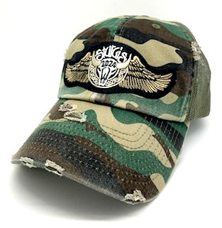 Sturgis Buffalo Wing Distressed Mesh Camo Cap - 2024