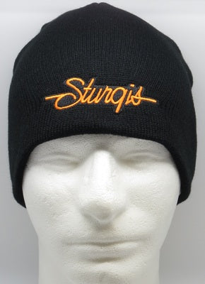 Sturgis Script Beanie - Black with Orange – Sturgis Tees
